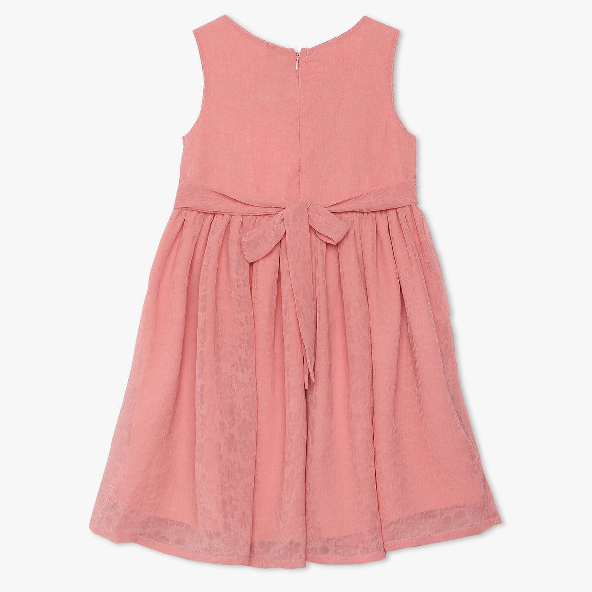 Girls Crew Neck Sleeveless Solid Frock