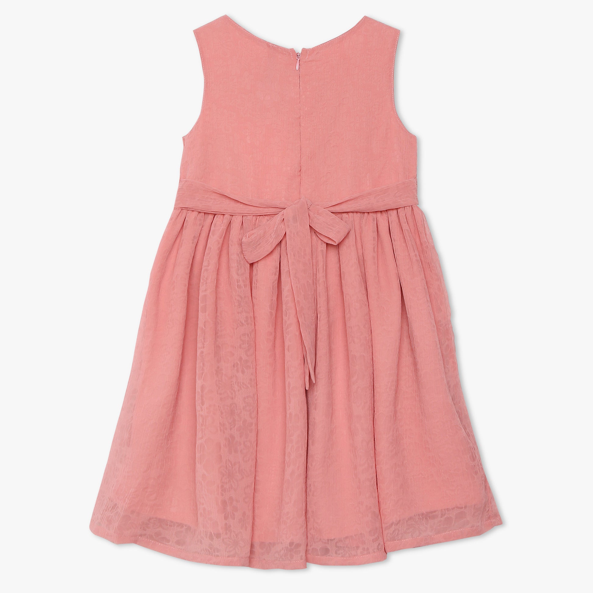 Girls Crew Neck Sleeveless Solid Frock