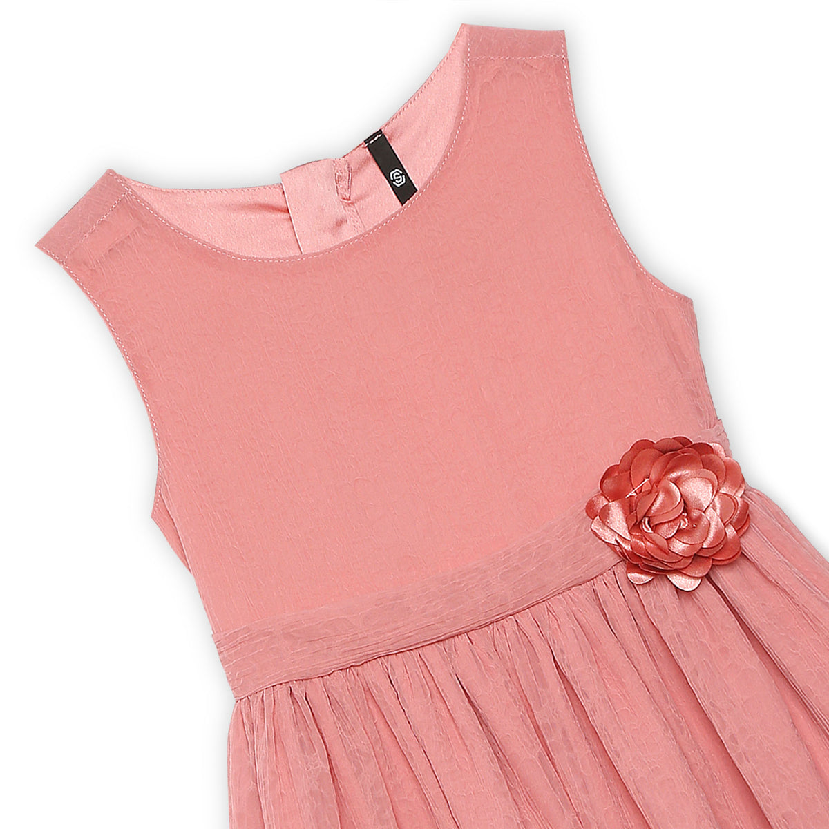 Girls Crew Neck Sleeveless Solid Frock