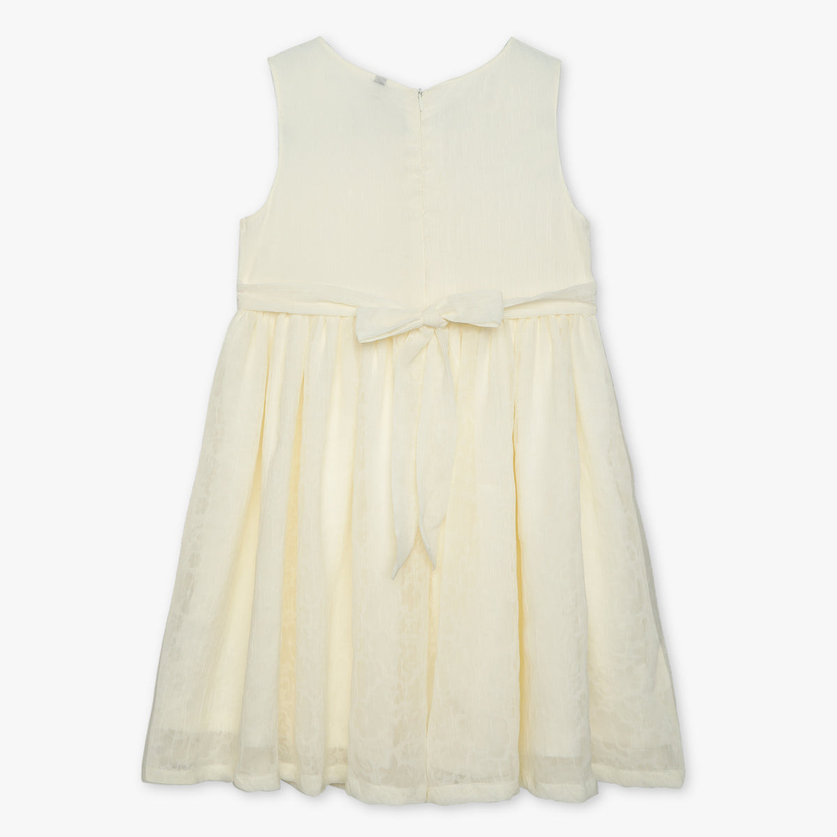 Girls Solid Crew Neck Sleeveless Dress