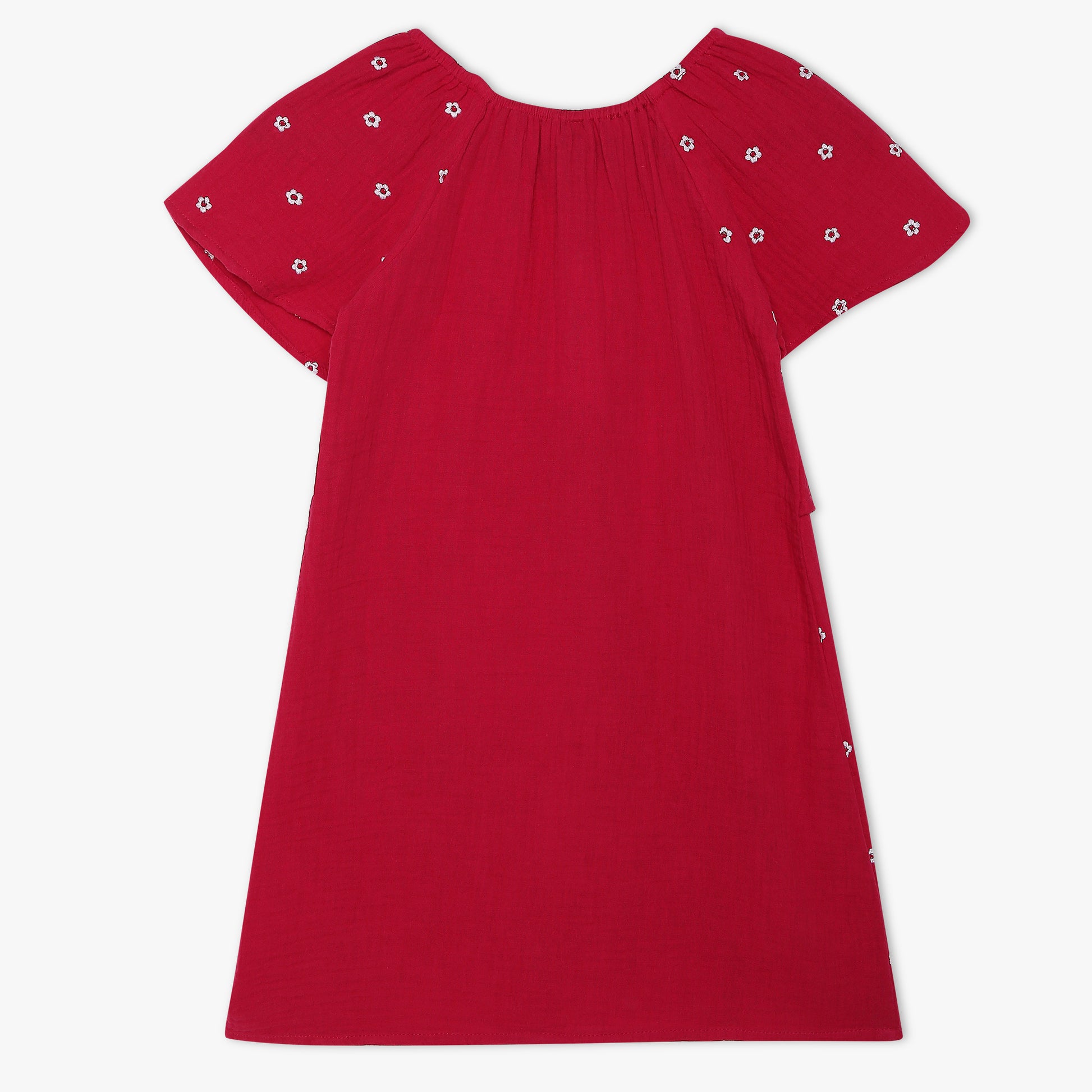 Girls Regular Fit Embroidered Round Neck Dress