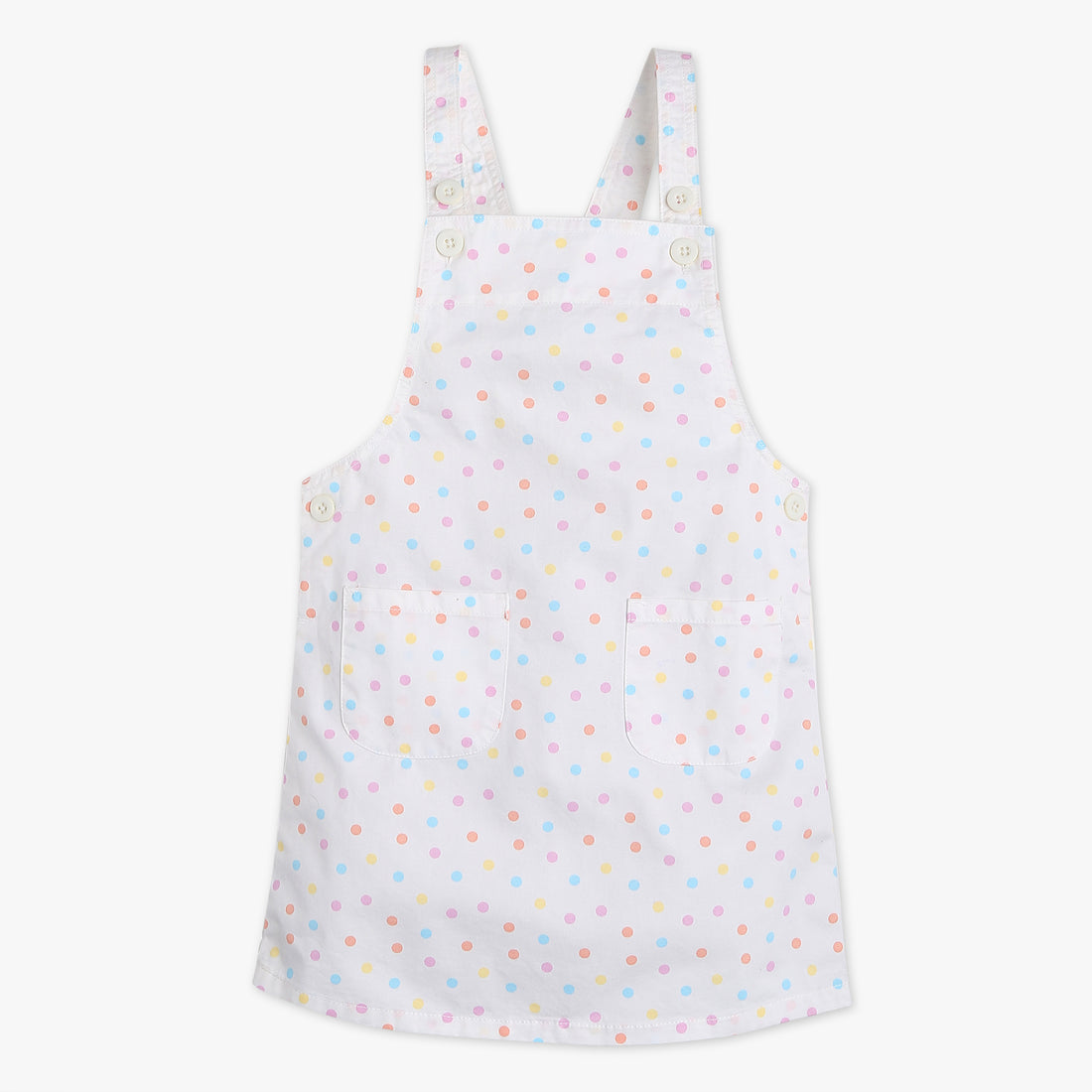 Girls Regular Fit Printed Square Neck Sleeveless Dress
