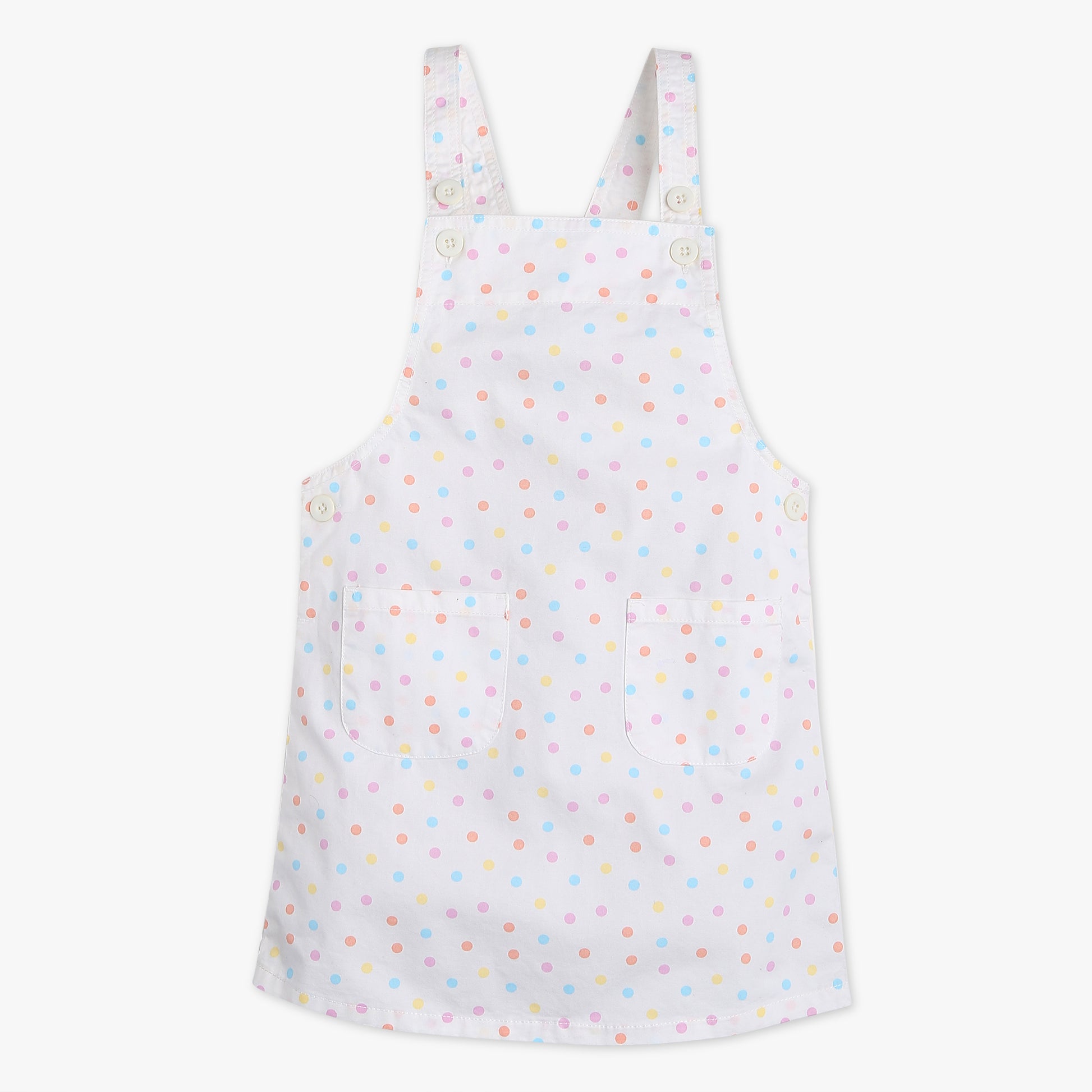 Girls Regular Fit Printed Square Neck Sleeveless Dress