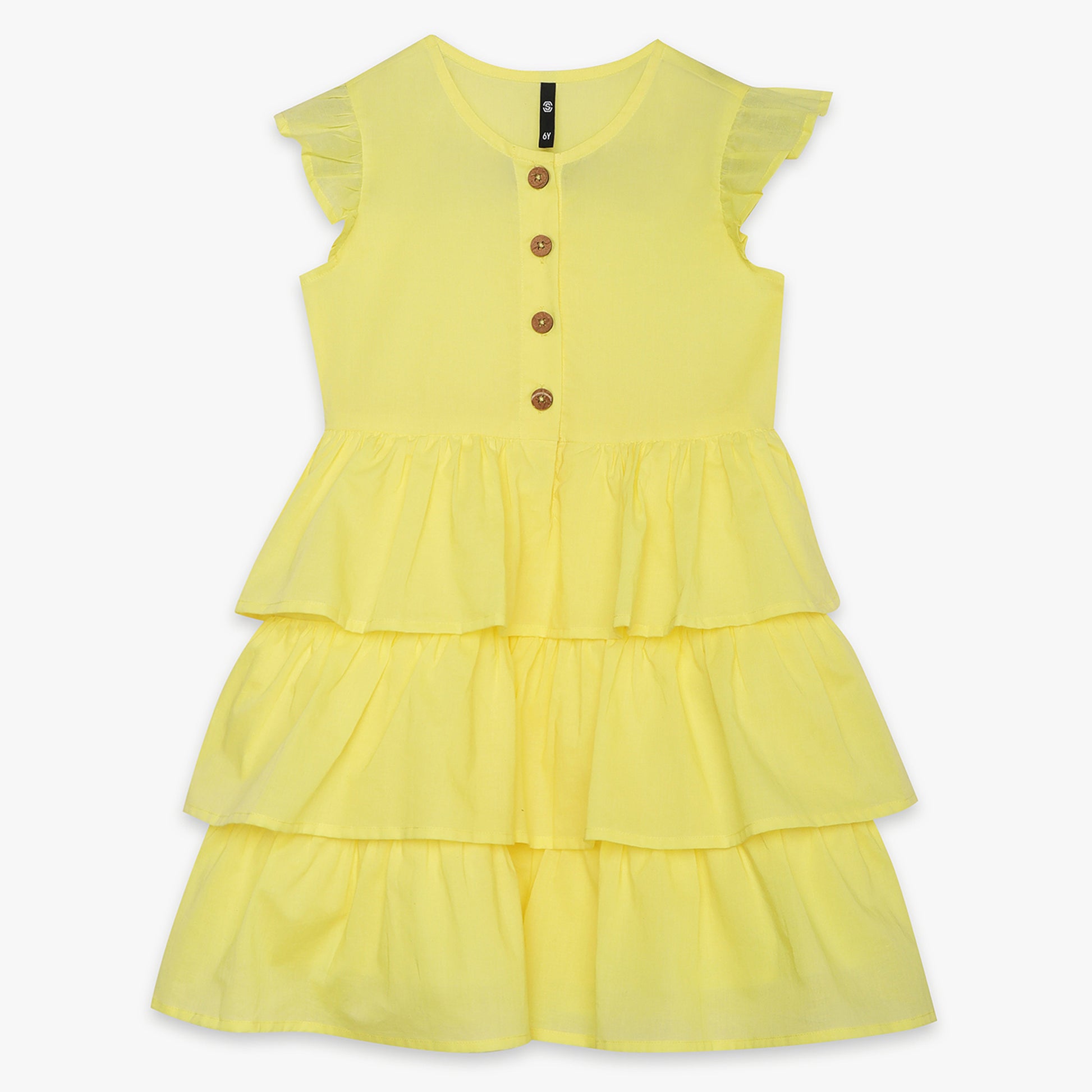 Girls Regular Fit Solid Round Neck Dress