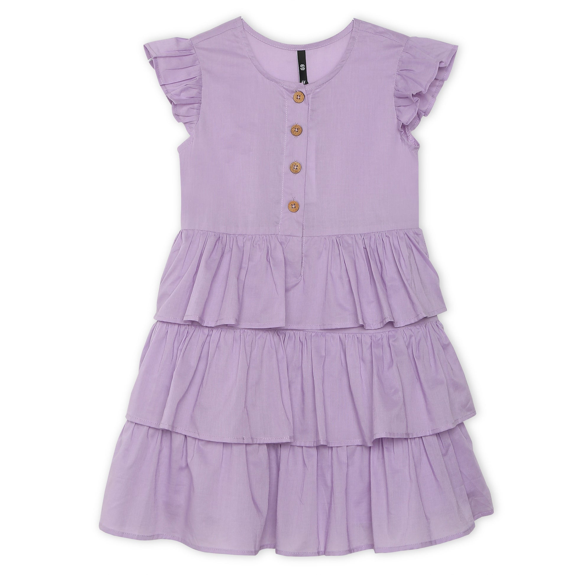 Girls Regular Fit Solid Round Neck Dress