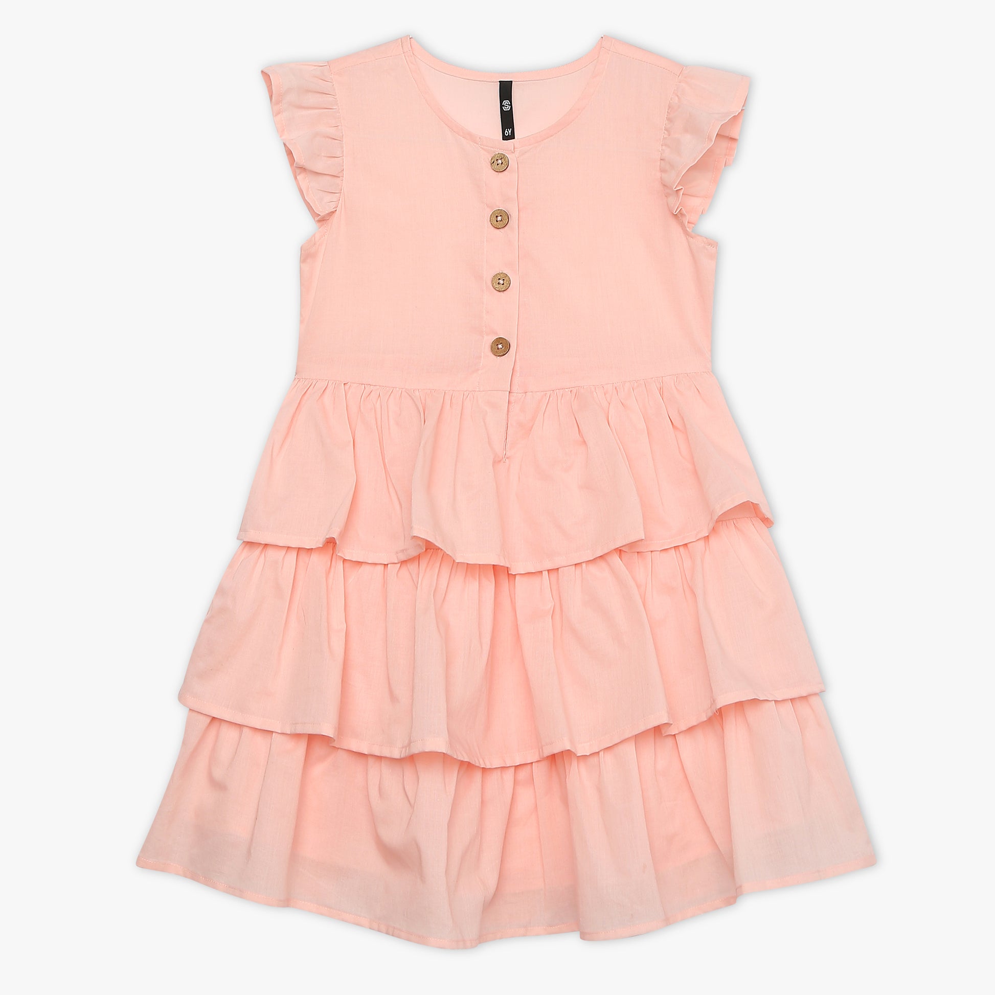 Girls Regular Fit Solid Round Neck Dress