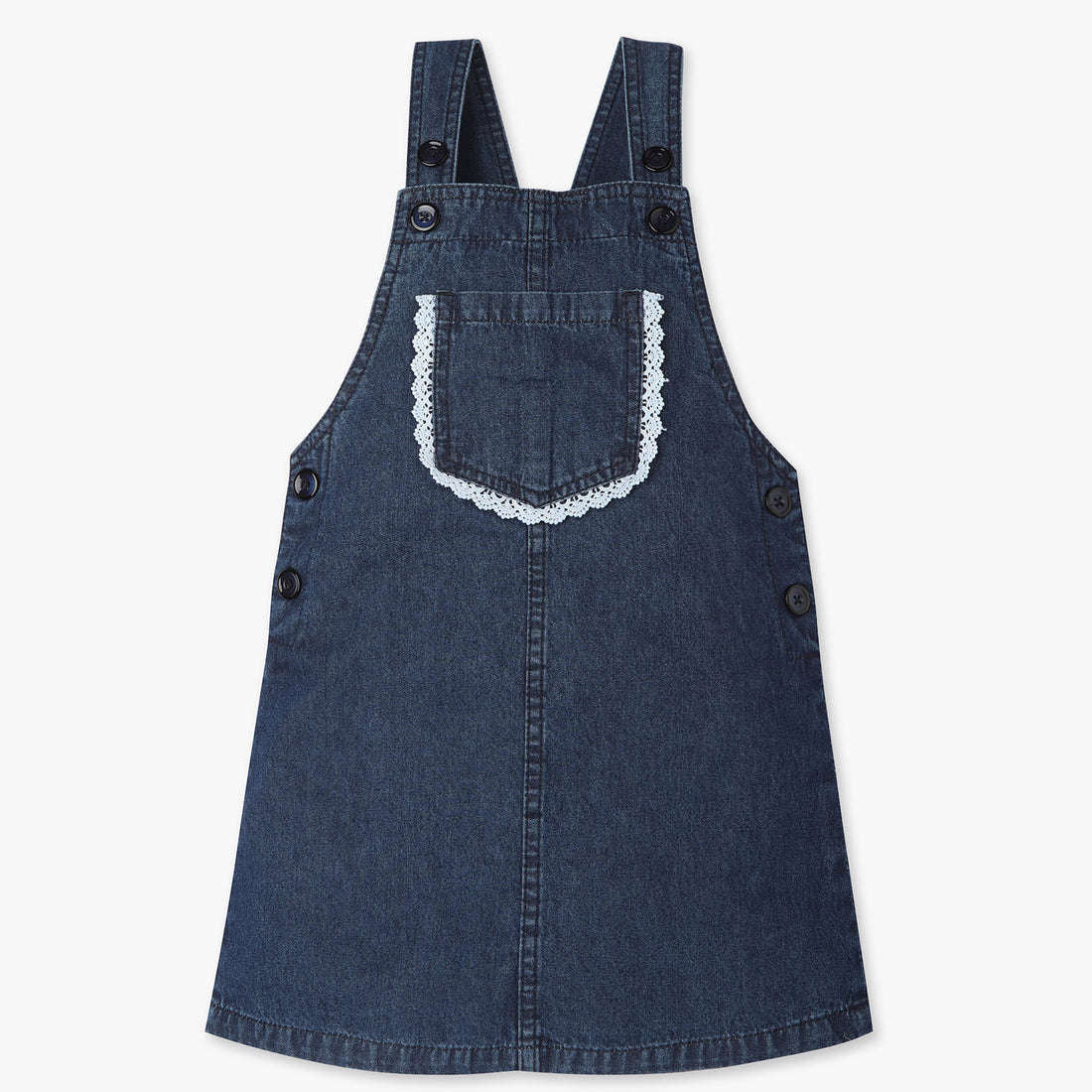 Girls Regular Fit Solid Square Neck Dress