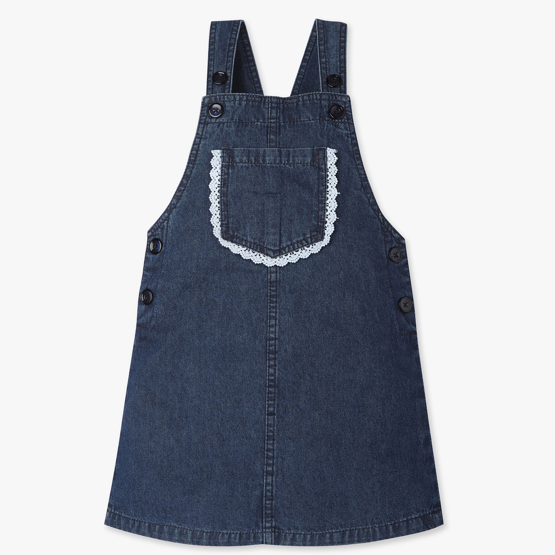 Girls Regular Fit Solid Square Neck Dress