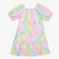 Girls Regular Fit Striped Square Neck Sleeveless Dress
