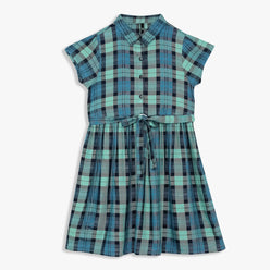 Girls Checkered Knee Length Dress