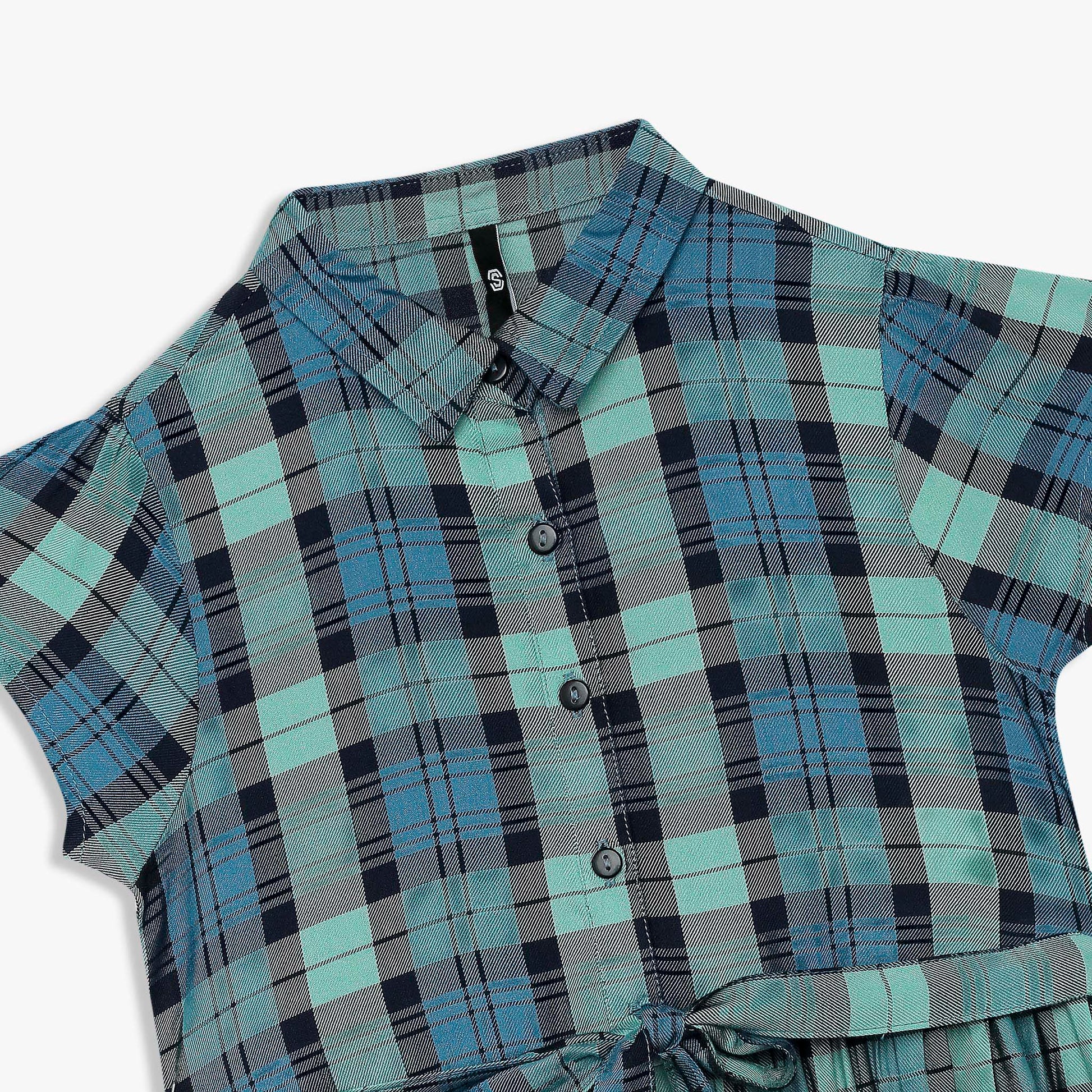 Girls Checkered Knee Length Dress