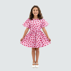 Girls Printed Frock with Balloon Sleeves