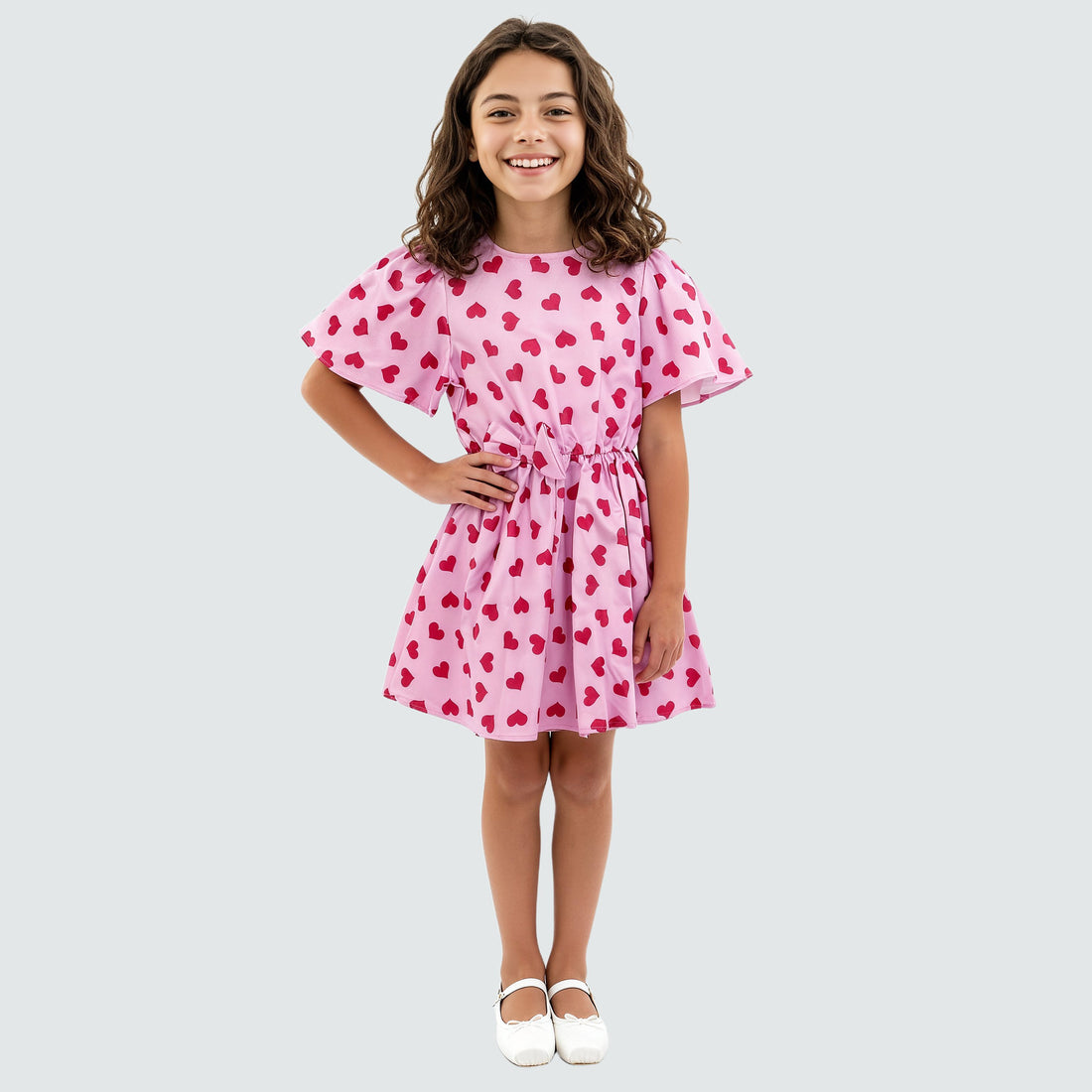 Girls Printed Frock with Balloon Sleeves