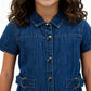 Girls Denim Dress With Belt Detail And Front Button Placket