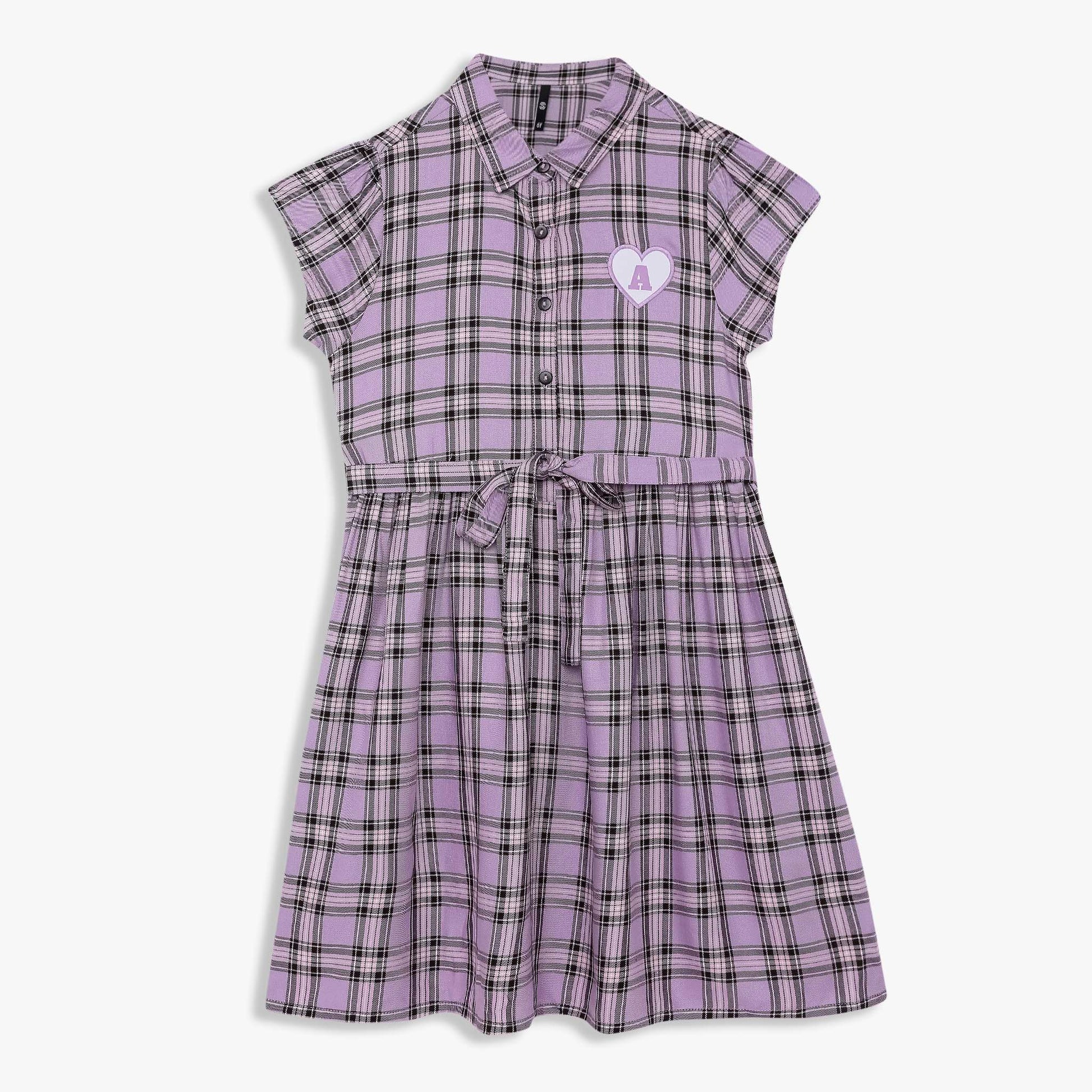 Girls Checkered Knee Length Frock