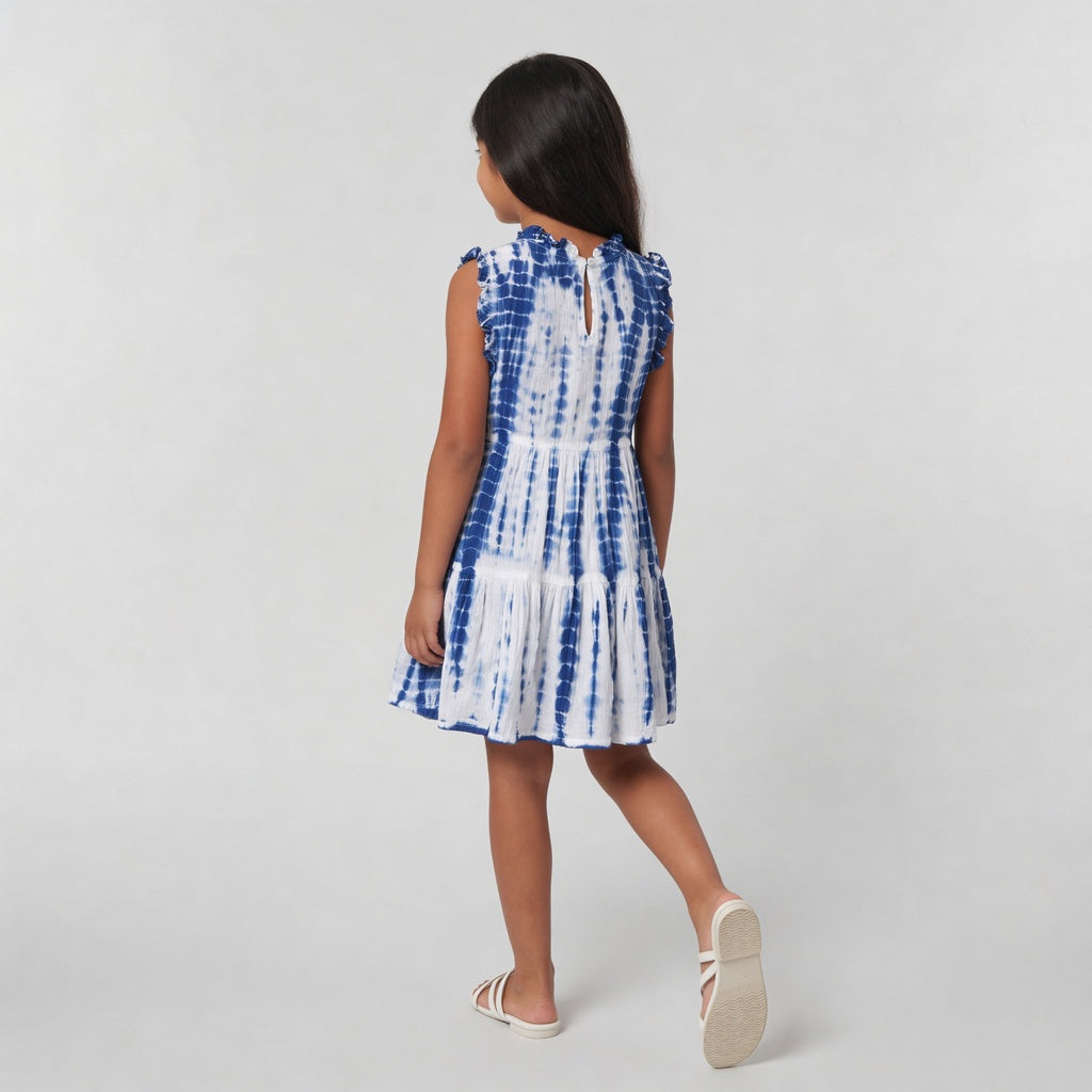 Girls Cotton Woven Tie - Dye Frock