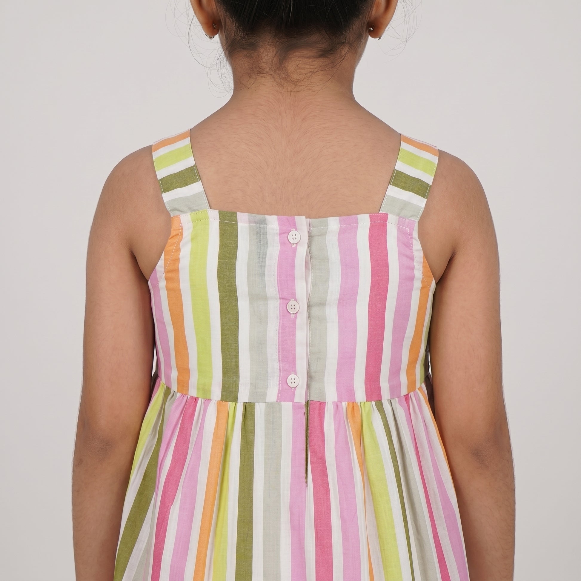 Girls Crochet Patch Striped Dress