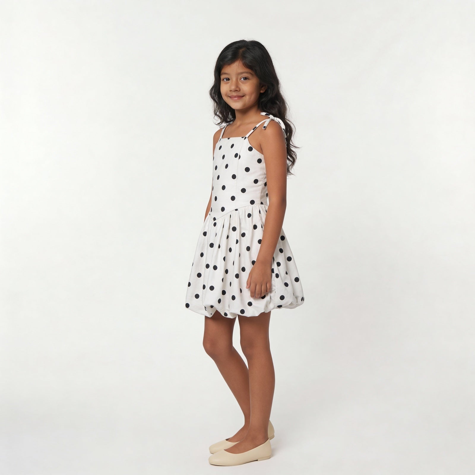 Girls Baloon Skirt Polka Dress