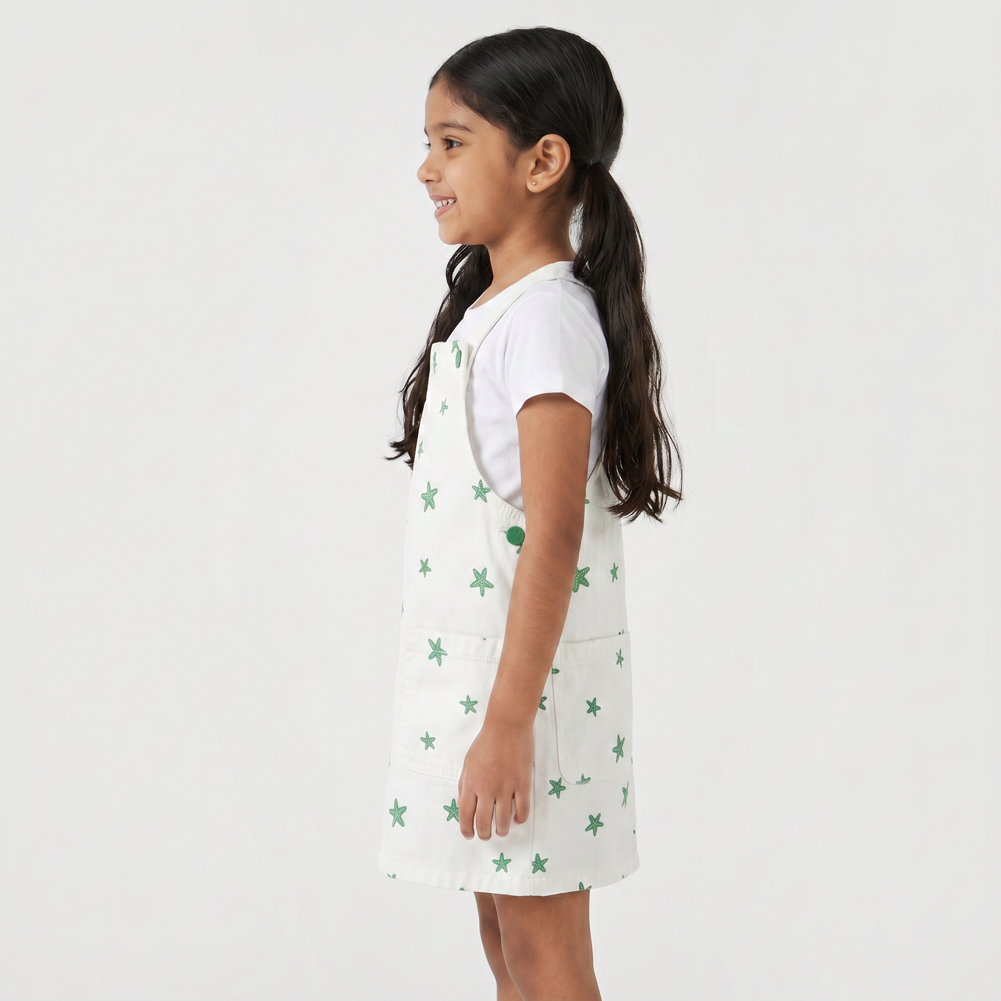 Girls Cotton Embellished Pinafore Dress