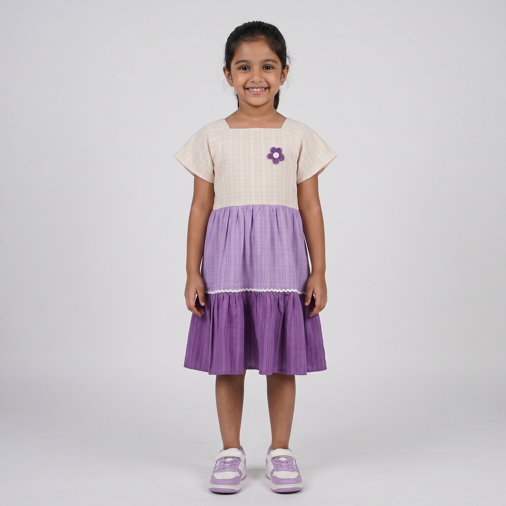 Girls Tiered Colourblock Dress