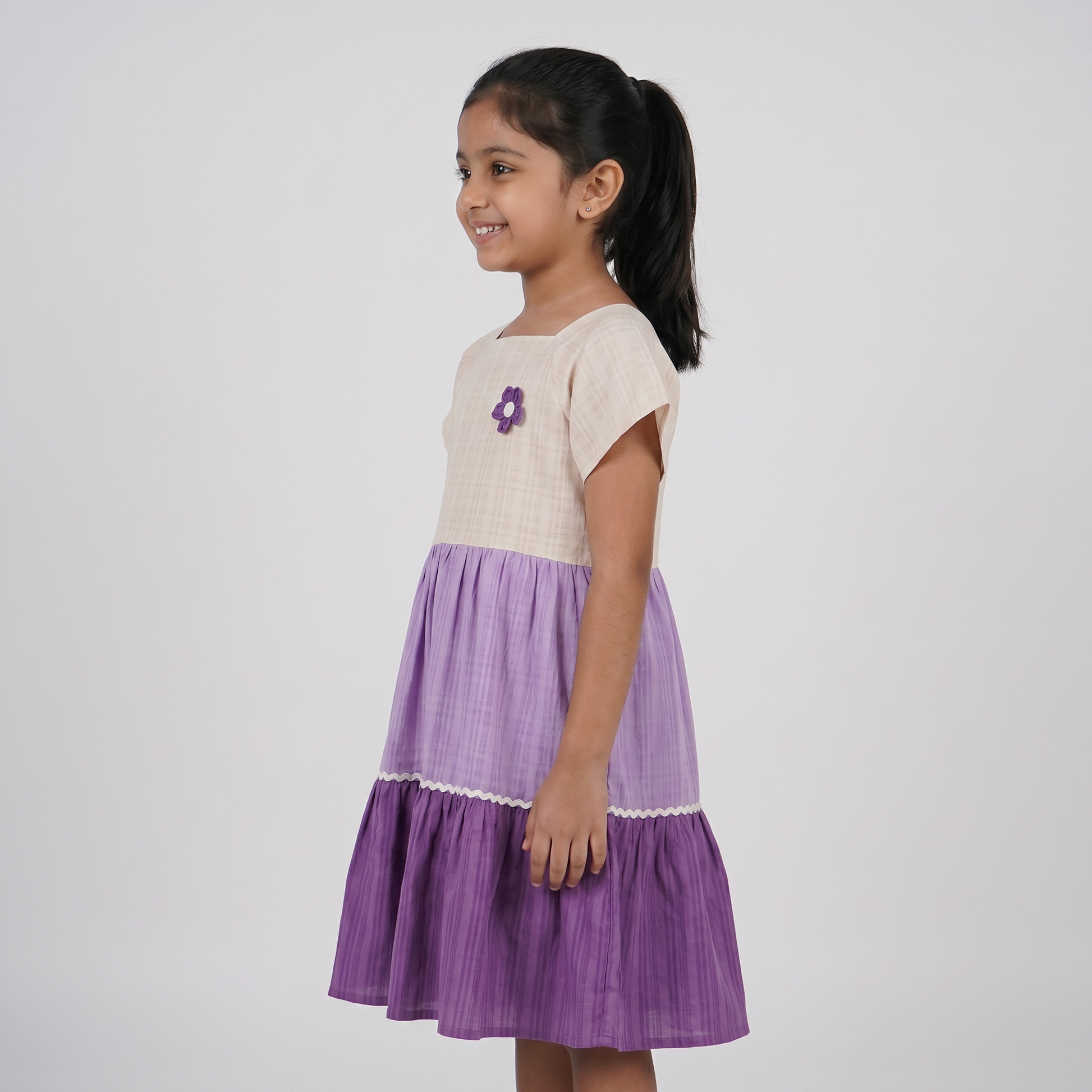 Girls Tiered Colourblock Dress