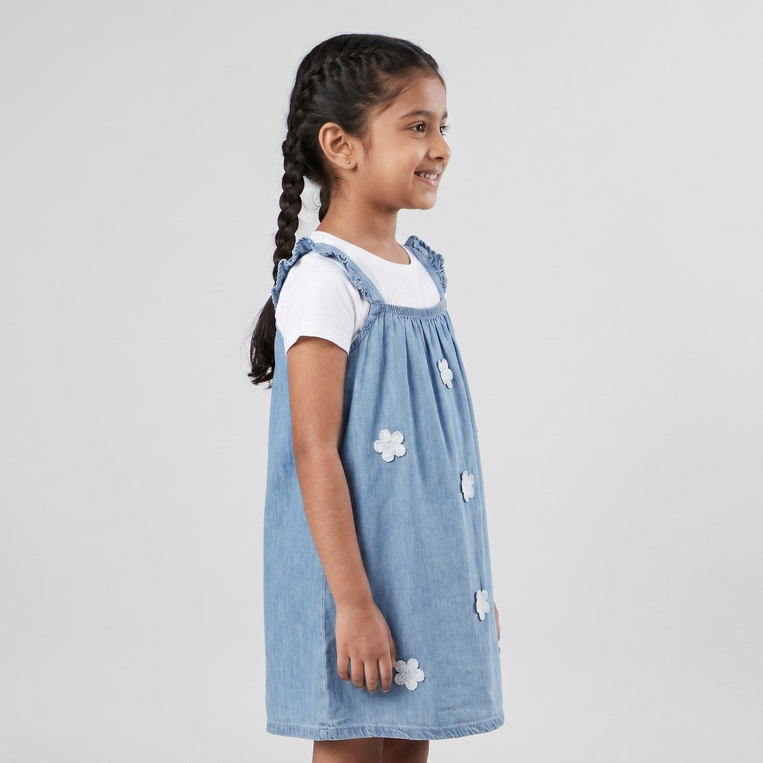 Girls Embroidered Denim Dress