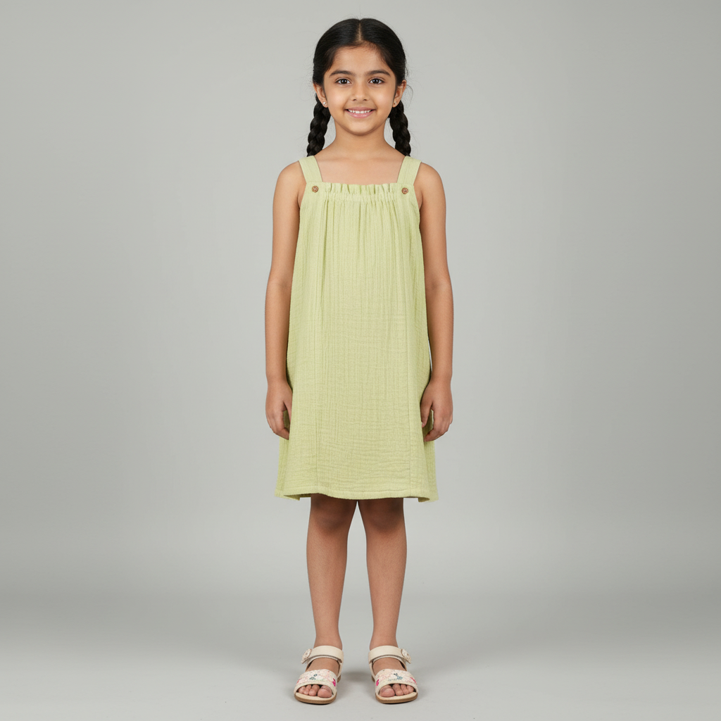 Girls Elasticated Neckline Flowy Dress