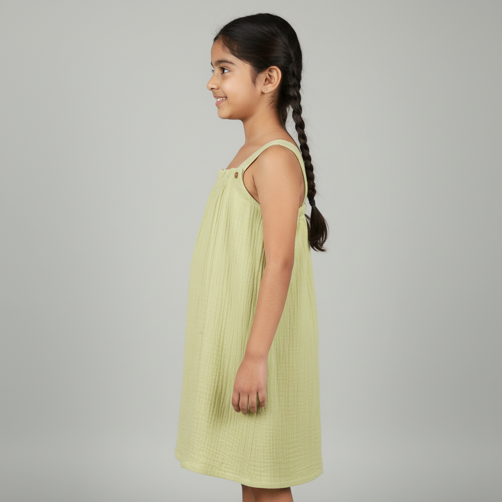 Girls Elasticated Neckline Flowy Dress
