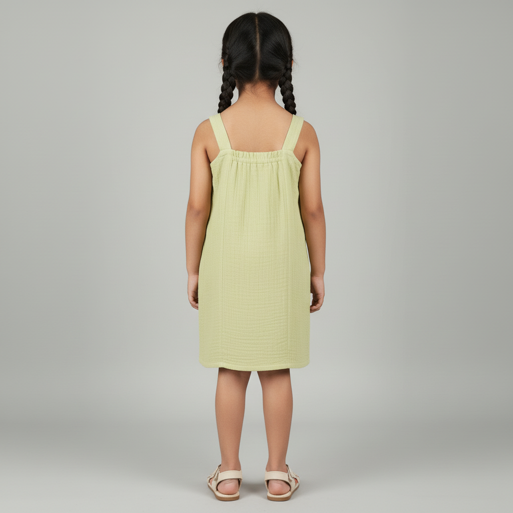 Girls Elasticated Neckline Flowy Dress