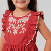 Girls Embroidered Knee Length Frock