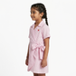 Girls Striped Collared Wrap Dress