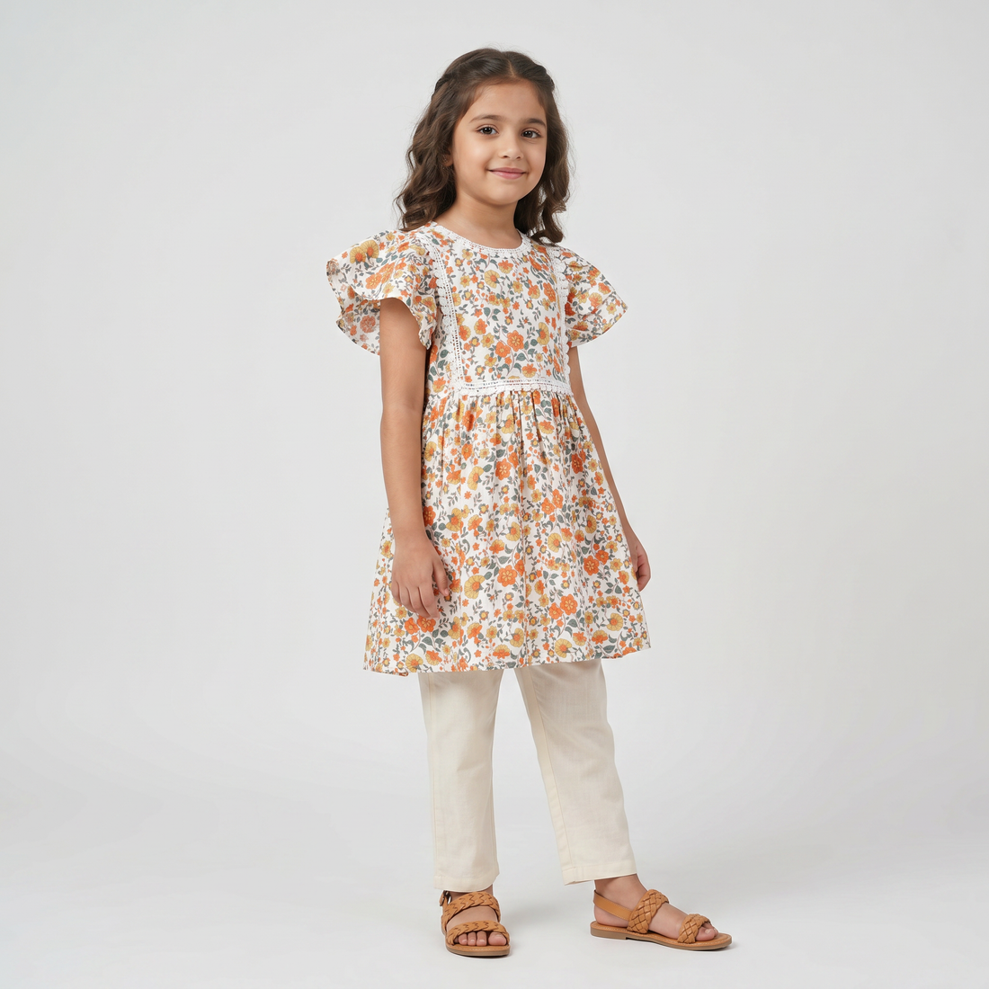Girls Cotton Floral Print Dress