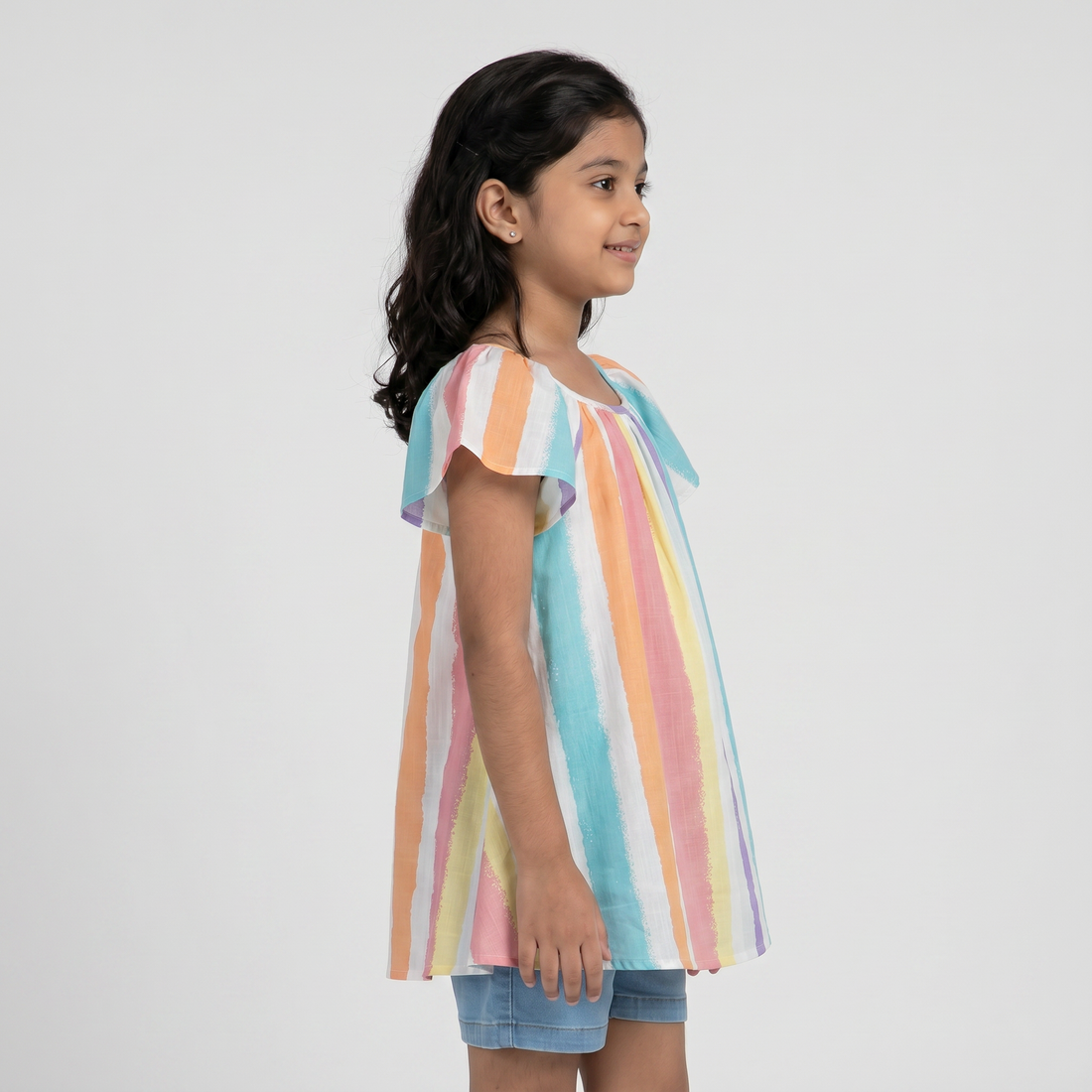 Girls Cotton Printed Striper Dress