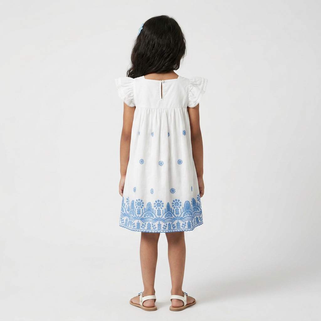 Girls Cotton Embroidered Dress