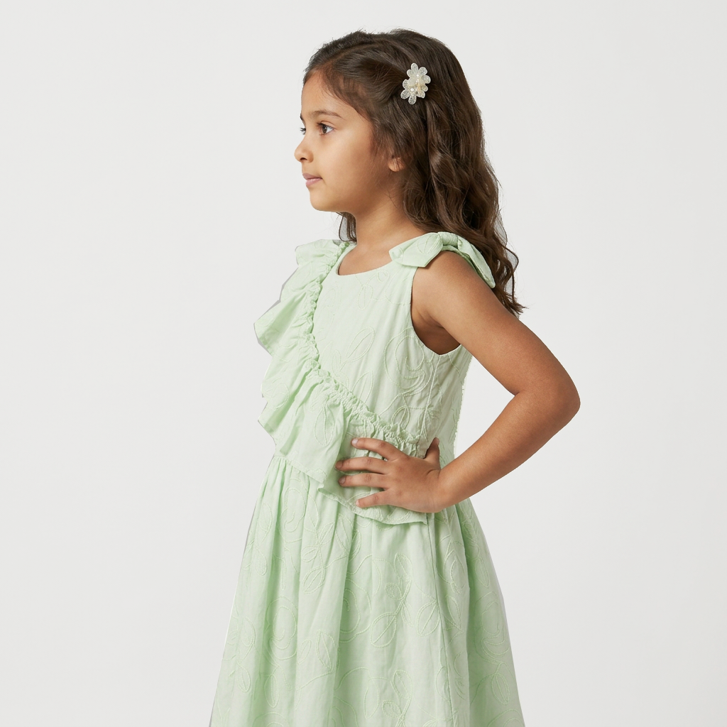 Girls Cotton Embroidered Dress