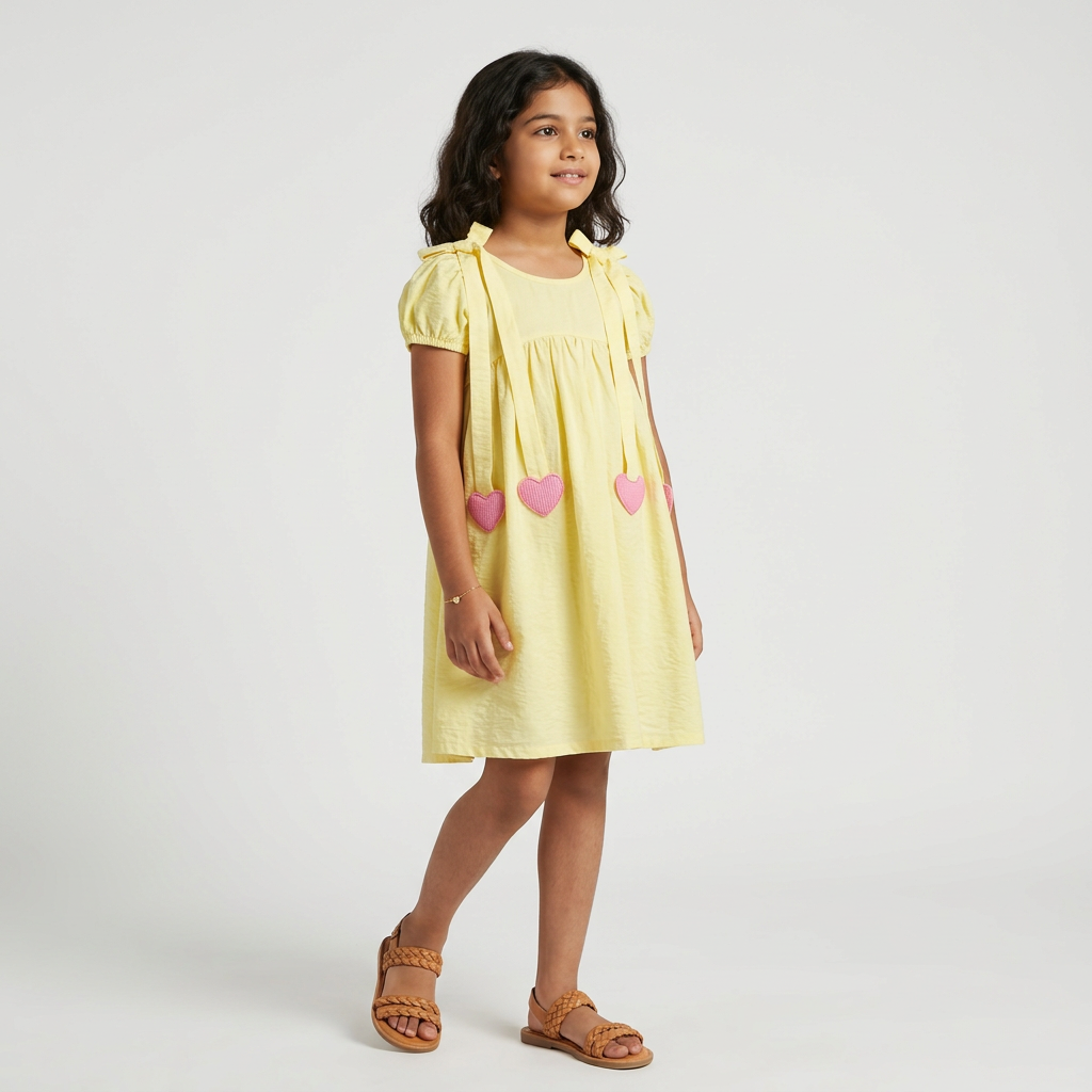 Girls Cotton Relaxed Fit Solid Dress