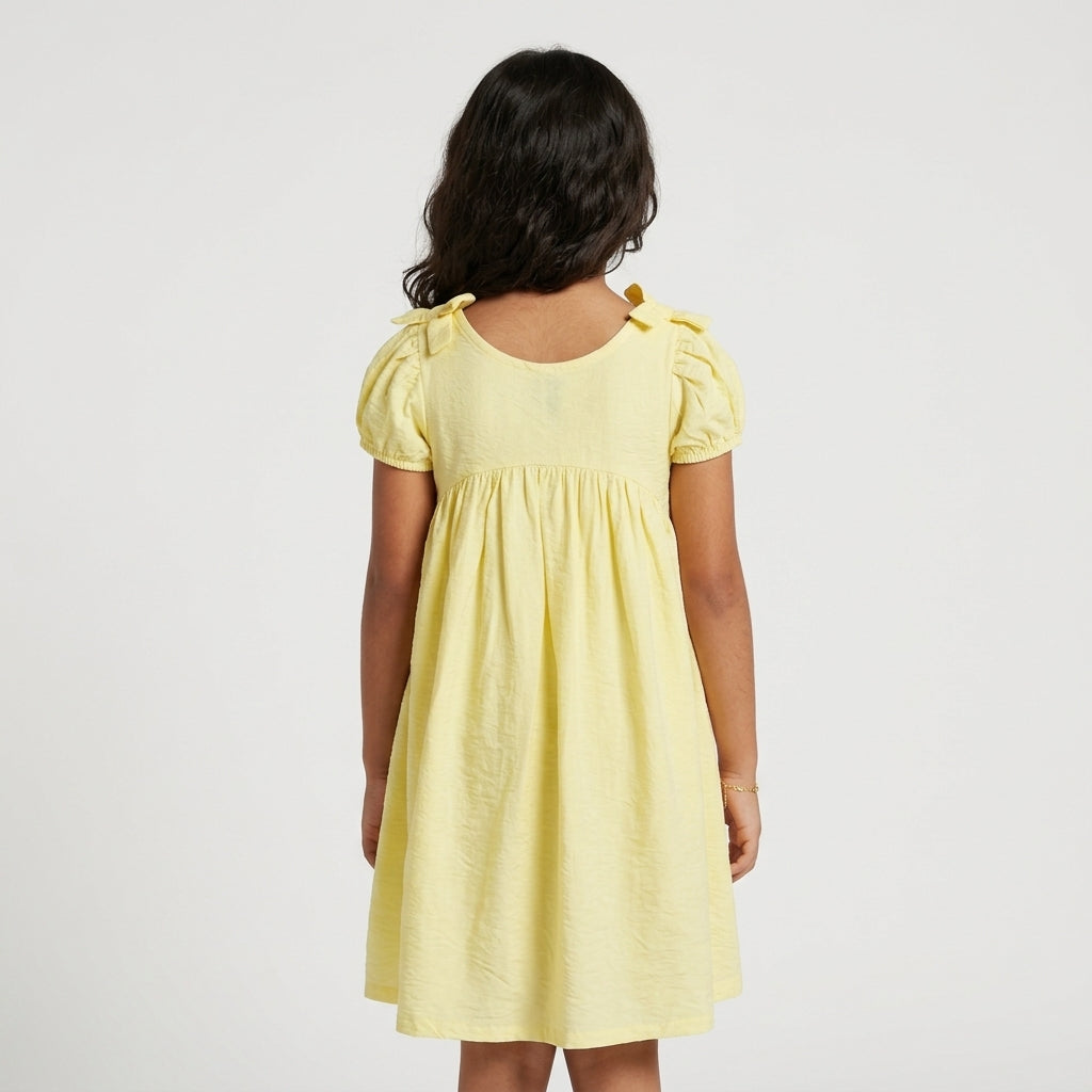 Girls Cotton Relaxed Fit Solid Dress