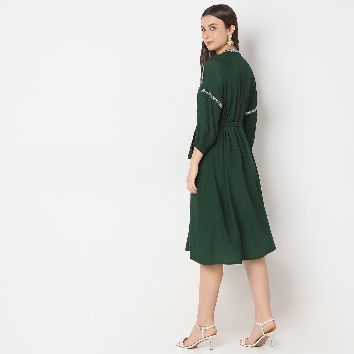 Flare Fit Solid Dress