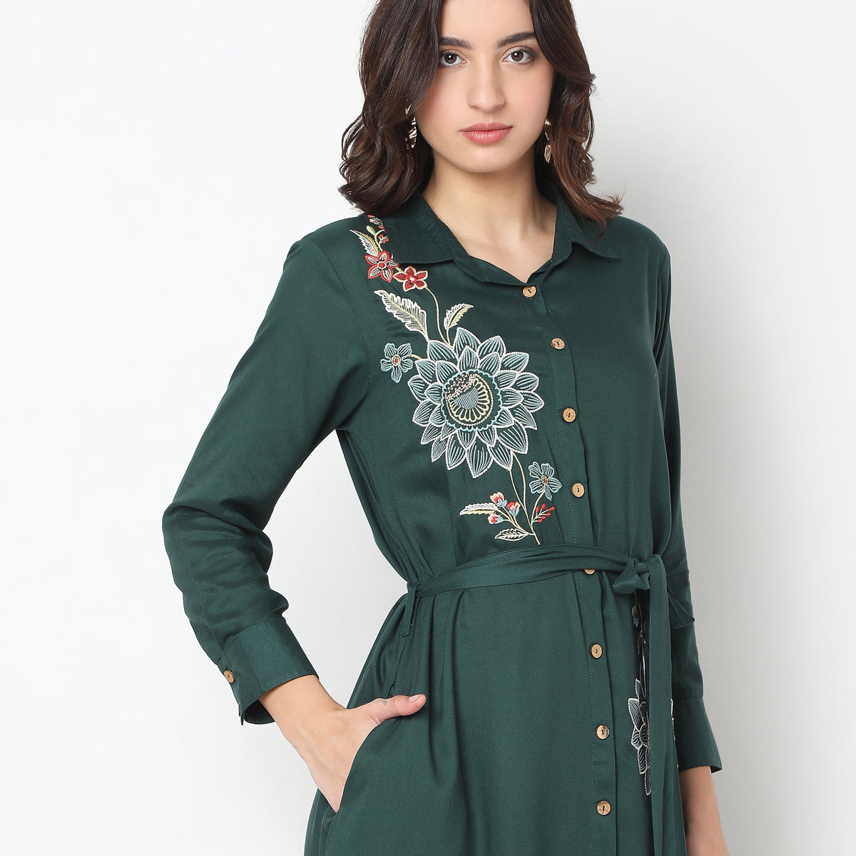 Flare Fit Embroidered Dress