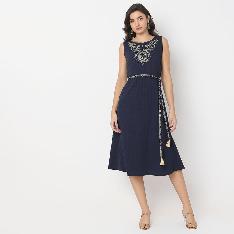 Regular Fit Embroidered Dress