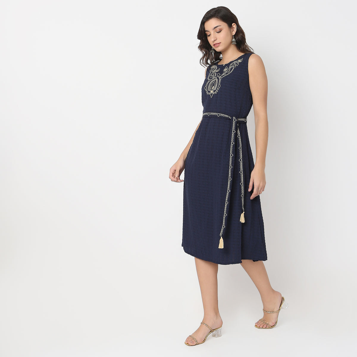 Regular Fit Embroidered Dress