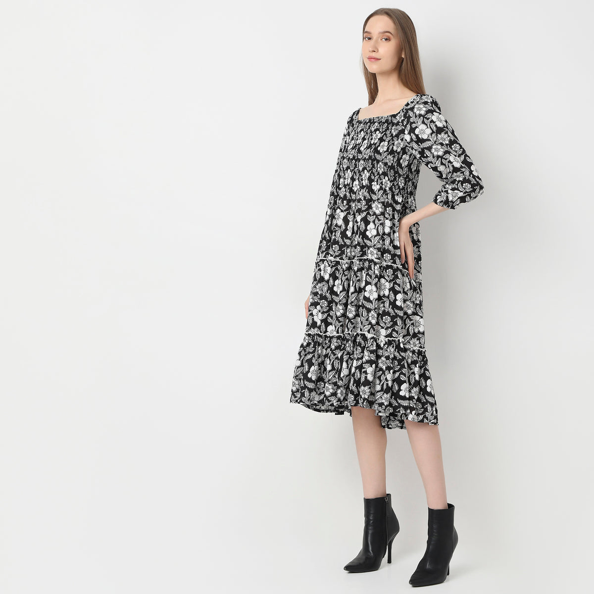 Flare Fit Printed A-Line Dress