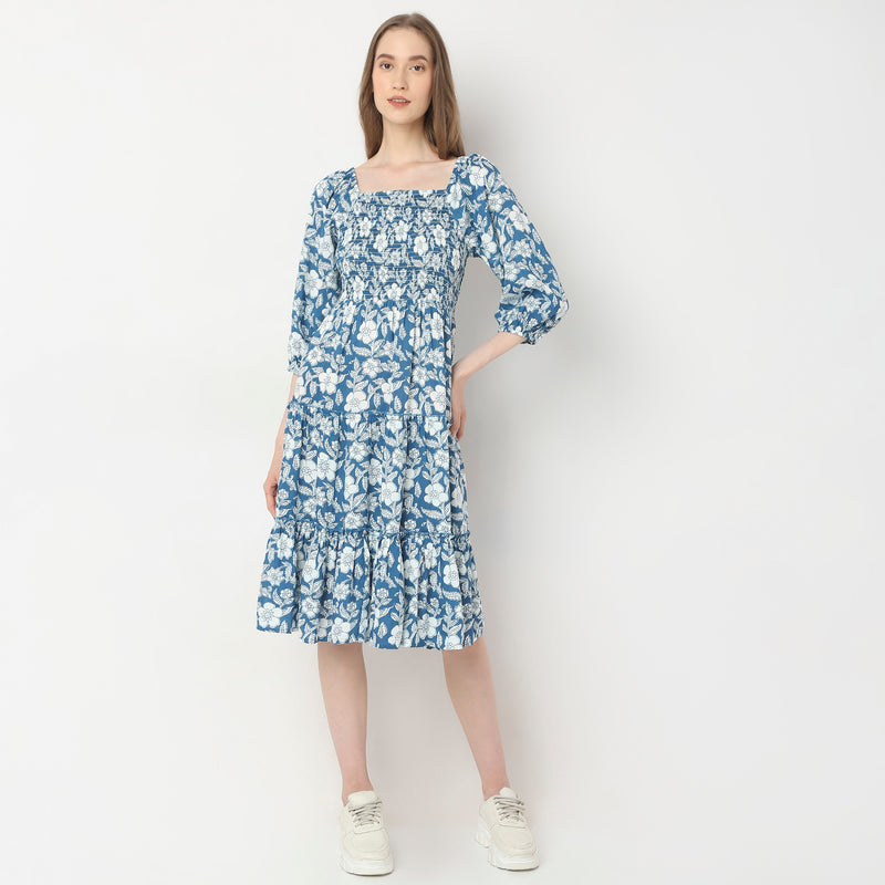 Flare Fit Printed A-Line Dress