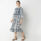 Flare Fit Printed Below Knee Dress