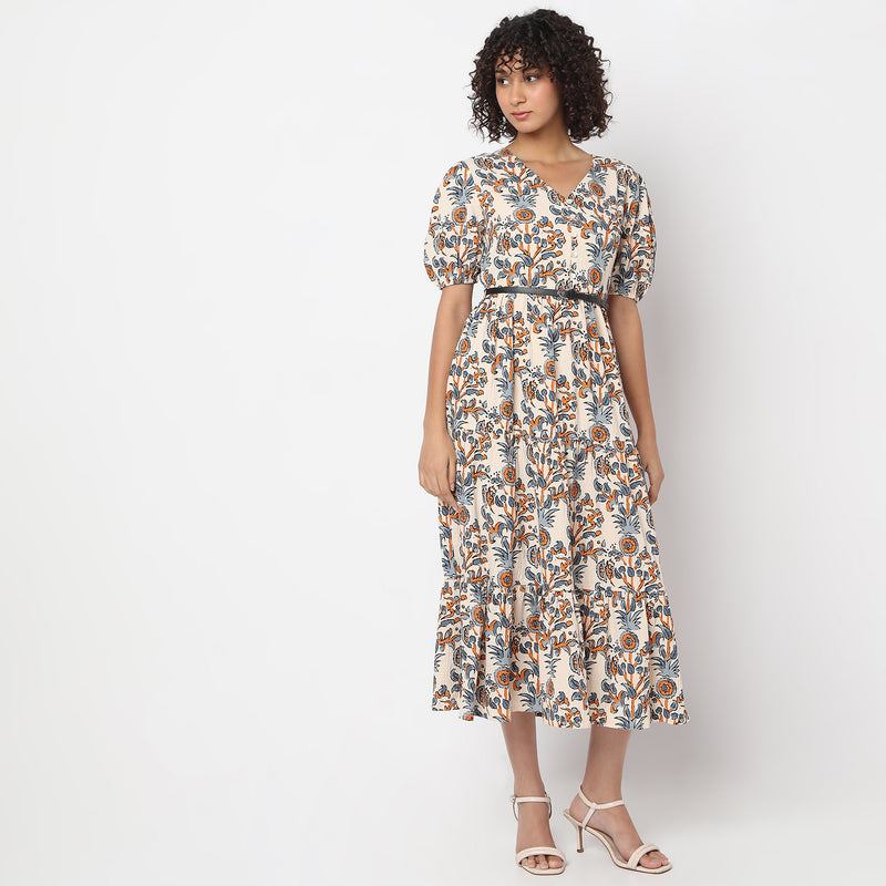 Flare Fit Printed Dress