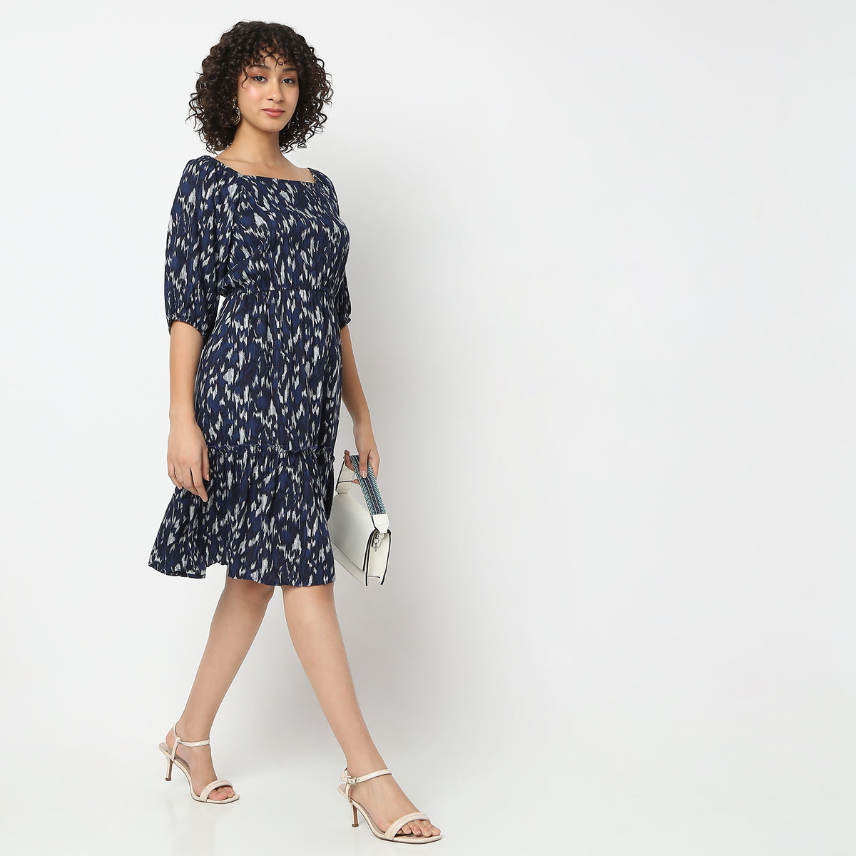 Flare Fit Printed Knee Length Dress