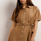 Flare Fit Solid Shirt Collar Dress