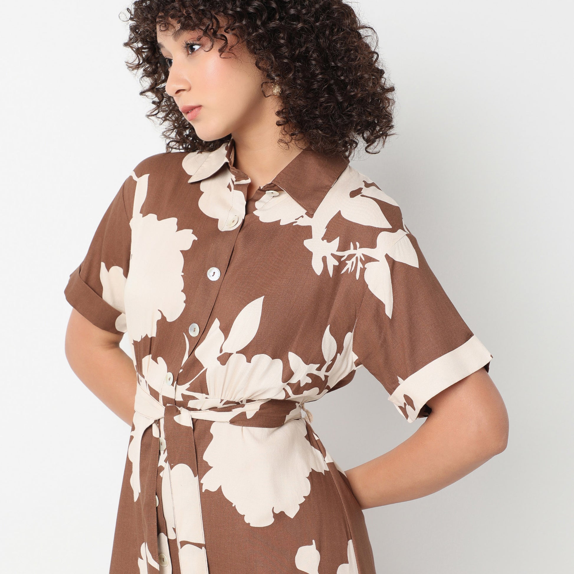 Flare Fit Printed Below Knee Dress