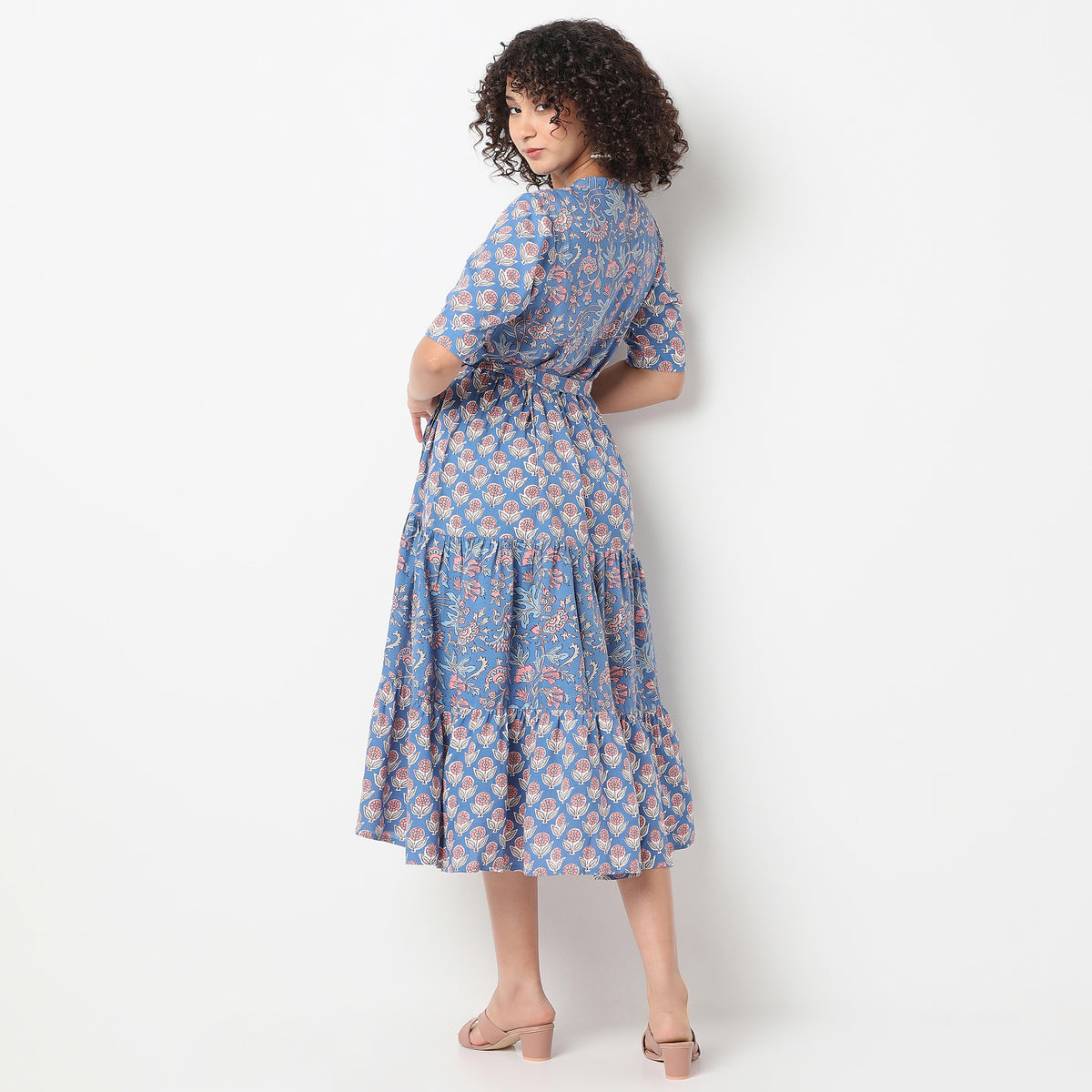 Flare Fit Printed Round Neck Dress