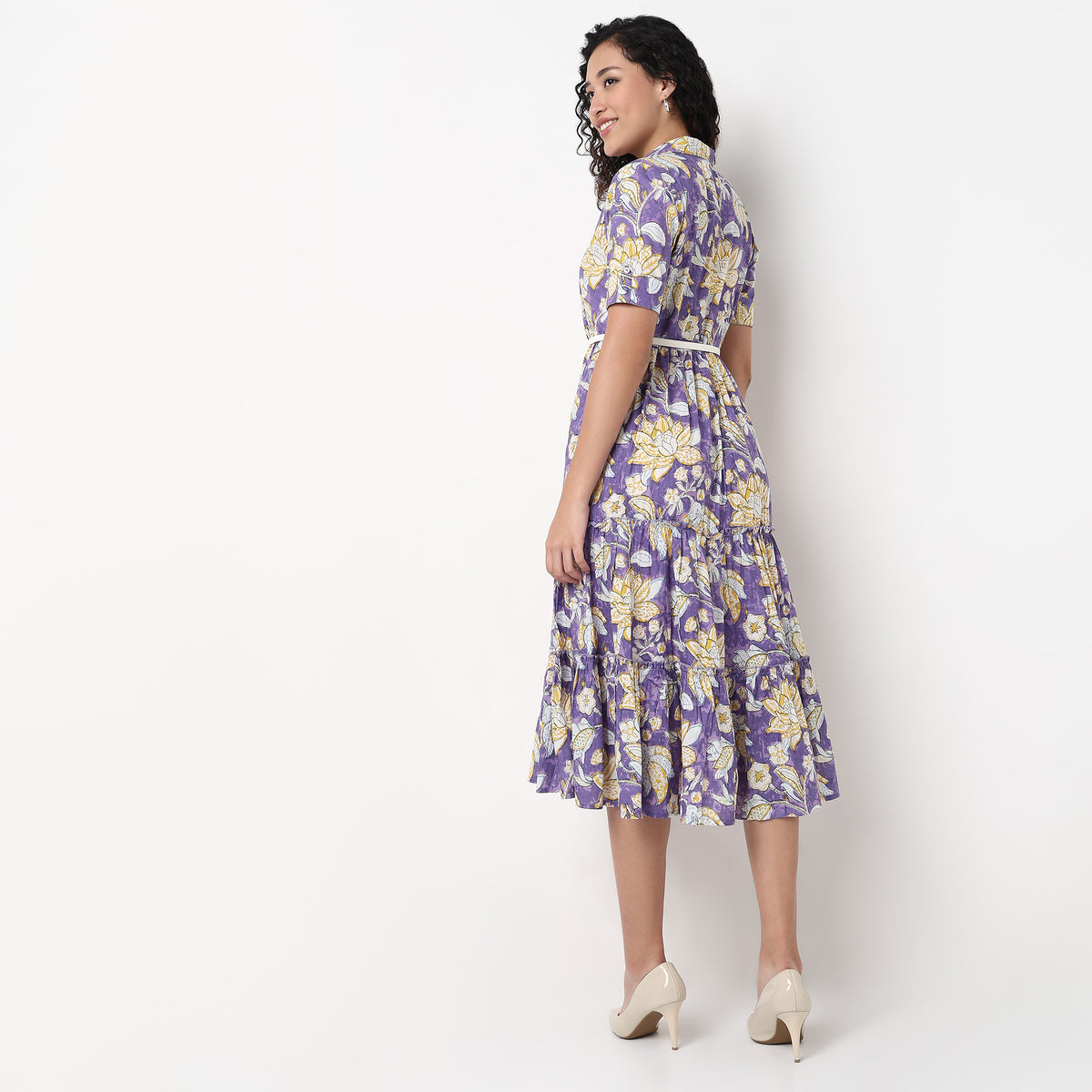 Printed Cotton Tiered Dress